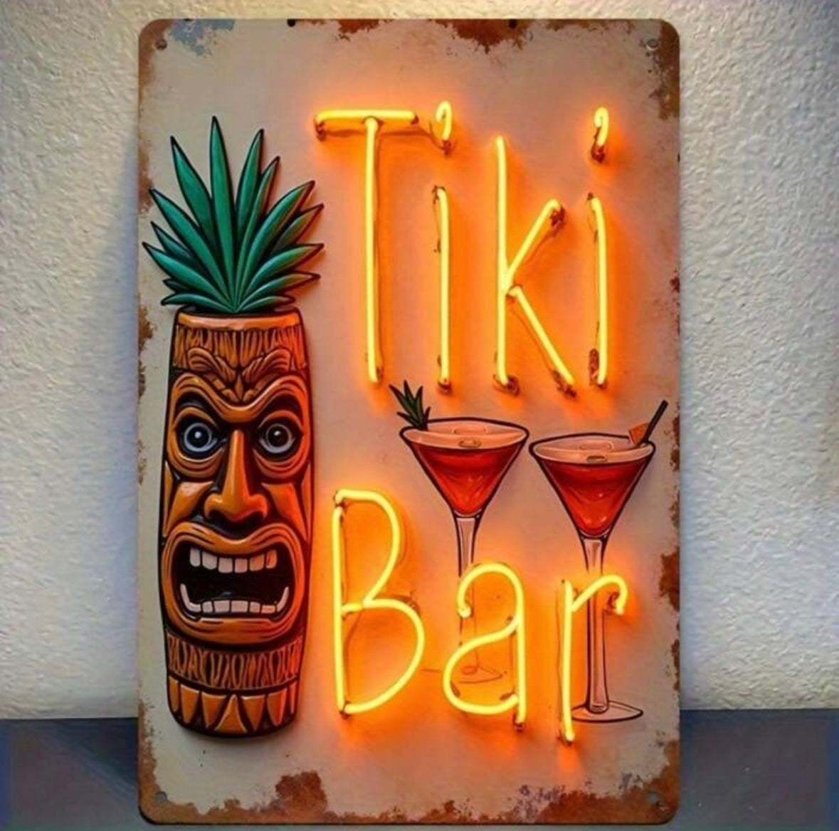 Vintage Tiki Bar Metal Sign