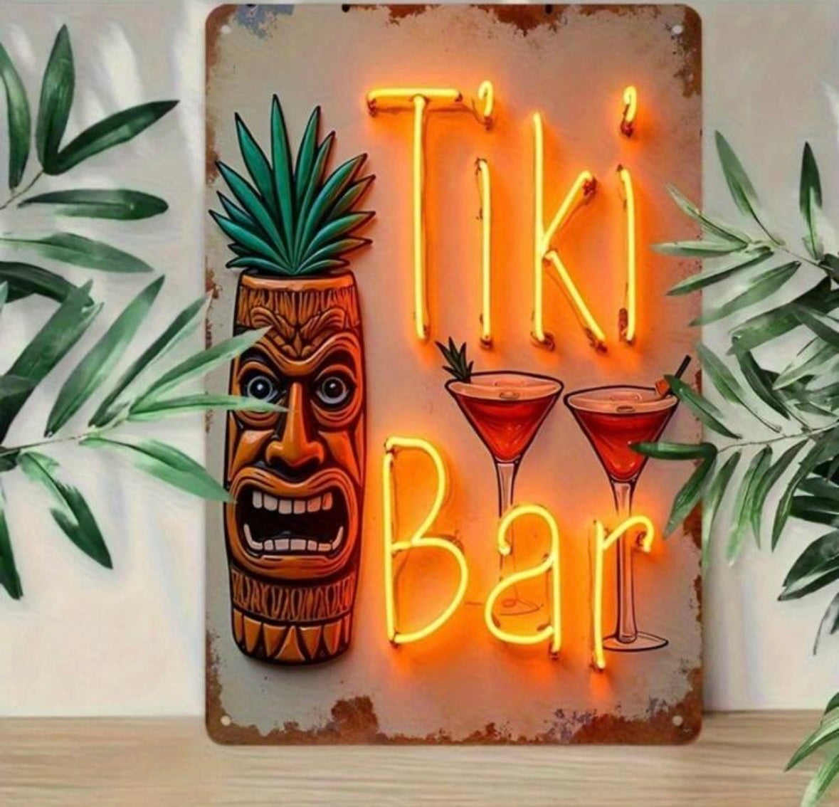 Vintage Tiki Bar Metal Sign