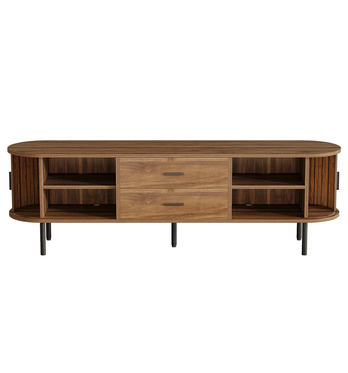 70" TV Stand, Modern Media Console with Storage and Sliding Tambour Door