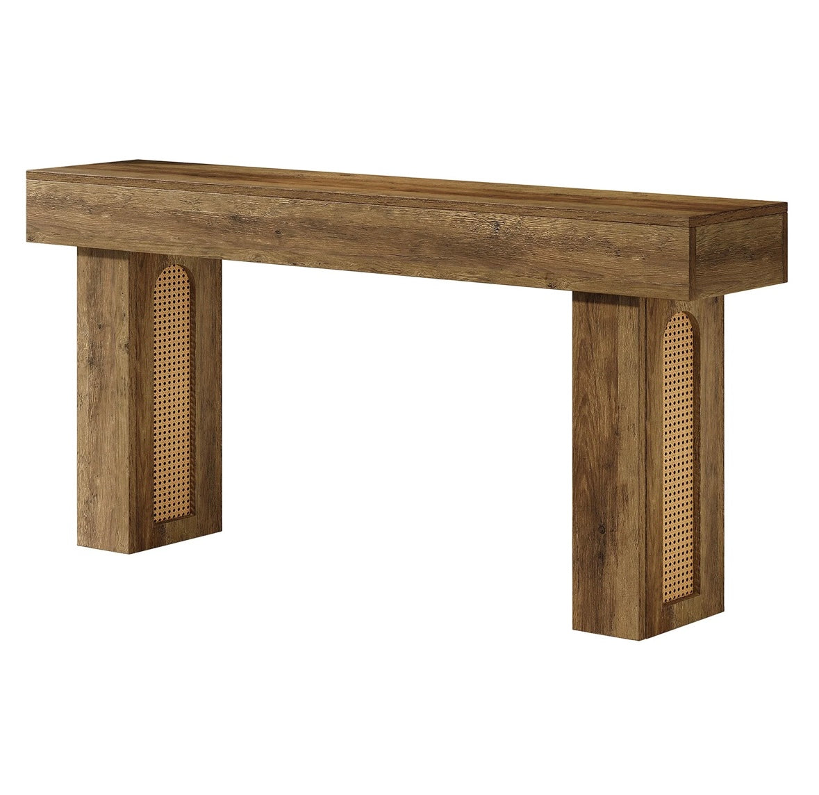 63" Console Table, Farmhouse Sofa Entryway Table Rattan Accent Table