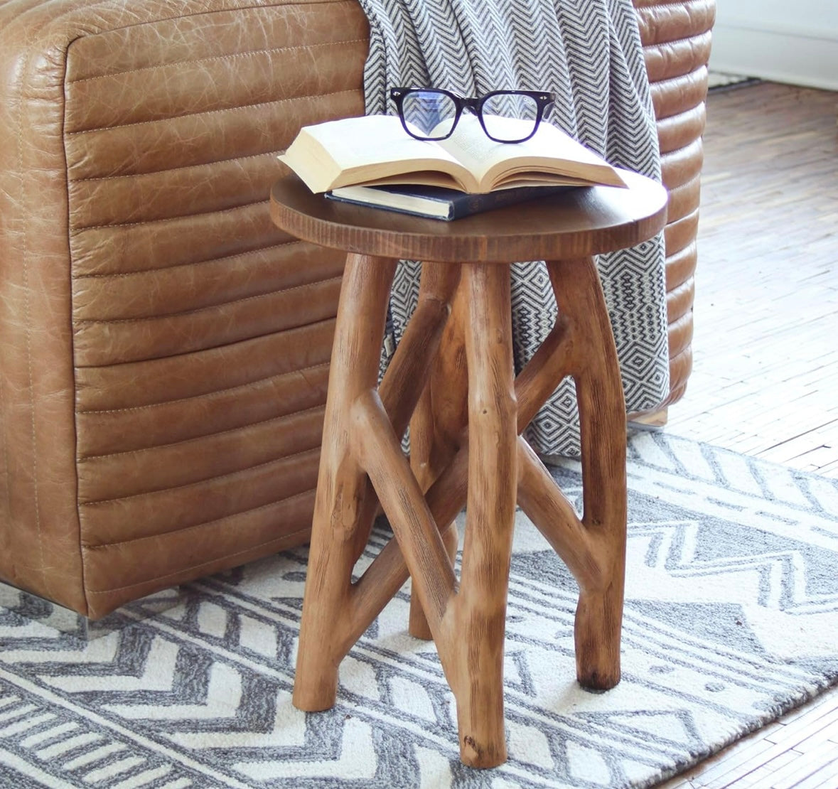 Solid Wood Round Side Table