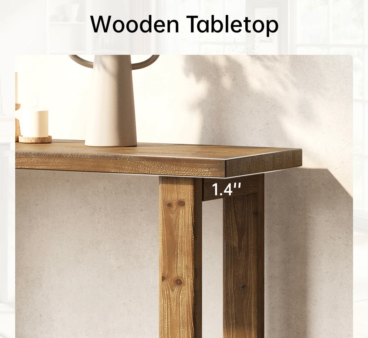 Solid Wood Console Table, 70.9" Sofa Table Behind Couch for Entryway