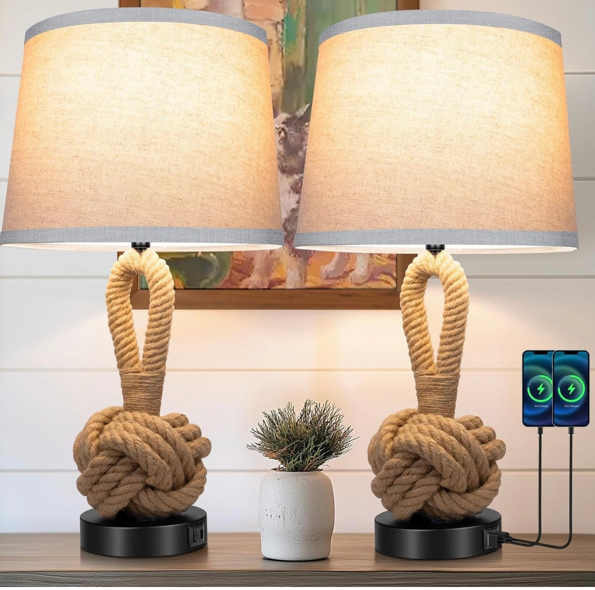 22" Rope Lamps for Night Stands