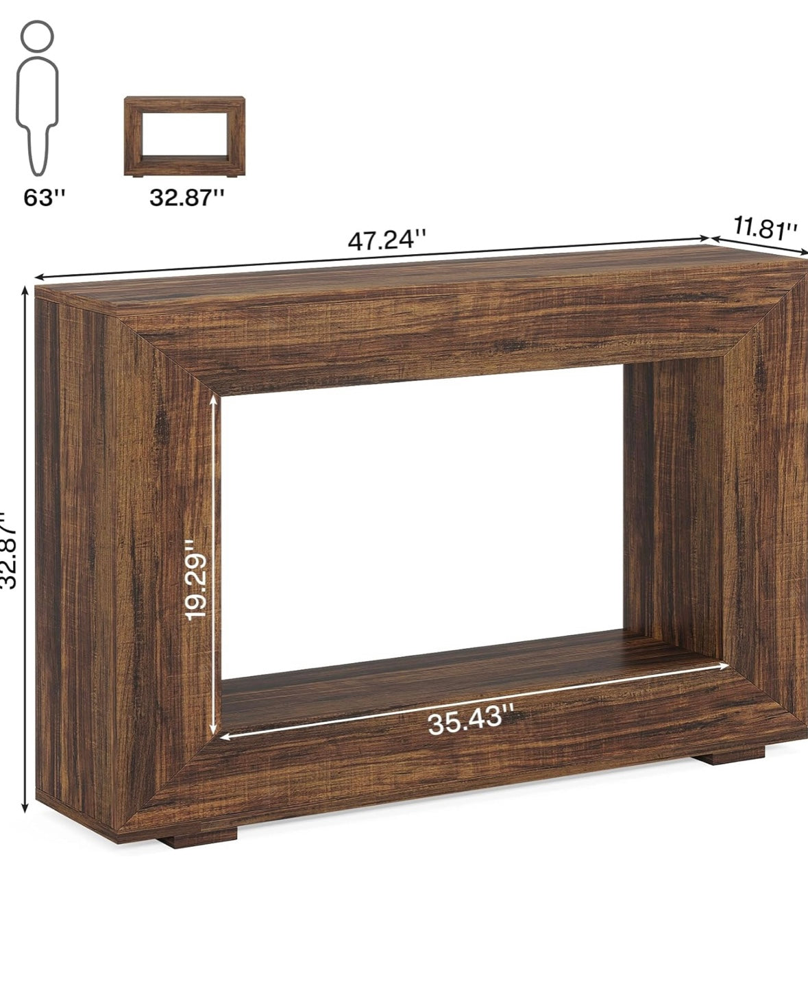 Farmhouse Console Table, 47 Inches Entryway Console Table