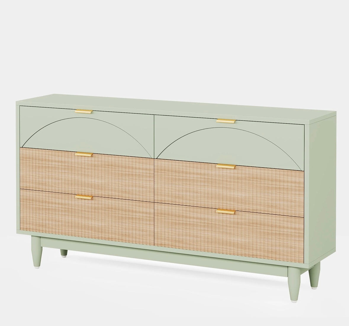 Modern 6-Drawer Dresser, 55 Inches Storage Chest of Drawers