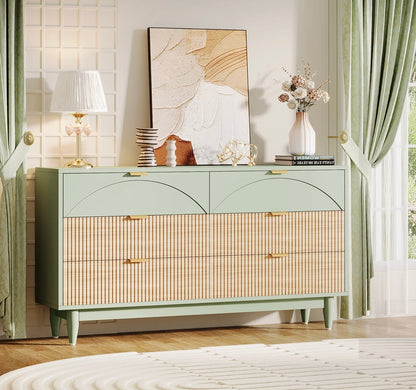 Modern 6-Drawer Dresser, 55 Inches Storage Chest of Drawers