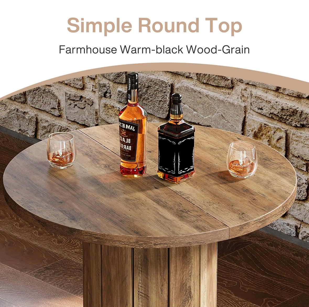 31" Bar Table, Round Bistro Pub Table with Footrest for Dining Coffee Cocktail