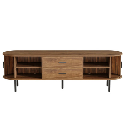 70" TV Stand, Modern Media Console with Storage and Sliding Tambour Door