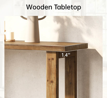 Solid Wood Console Table, 70.9" Sofa Table Behind Couch for Entryway