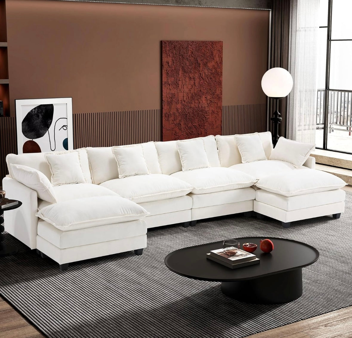 146" U-Shaped Modern Sofa Modular Sectional Cloud Couch