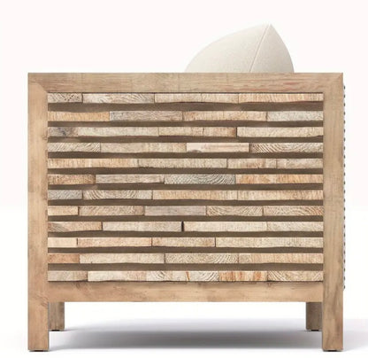 Coastal Wood Accent Chair with Cream Upholstery