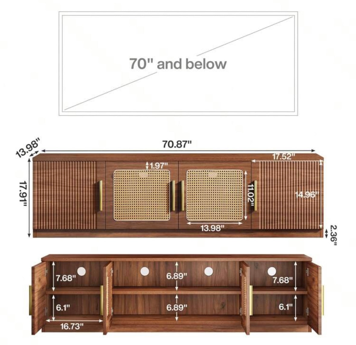 70.9" TV Stand for Living Room
